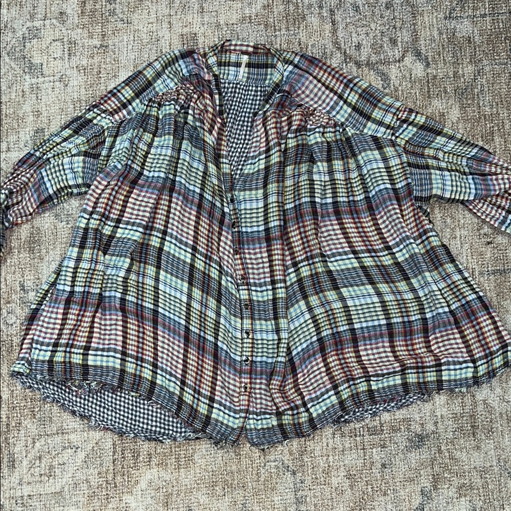 Free People Multicolor Plaid Top